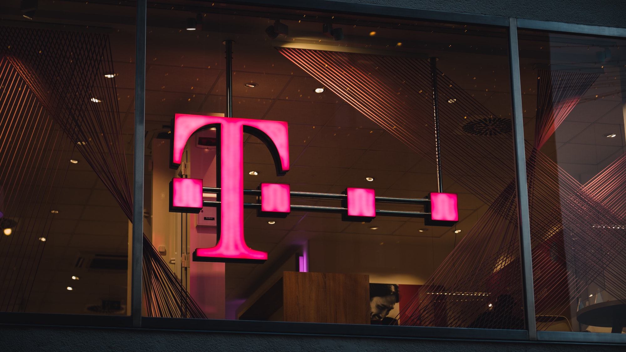 T-Mobile's lit up signage.