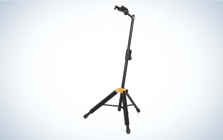  Hercules Auto Grip Guitar Stand is the best guitar stand for bass guitars.