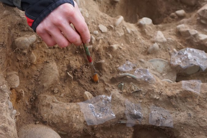 archaeologist-cleans-with-brush