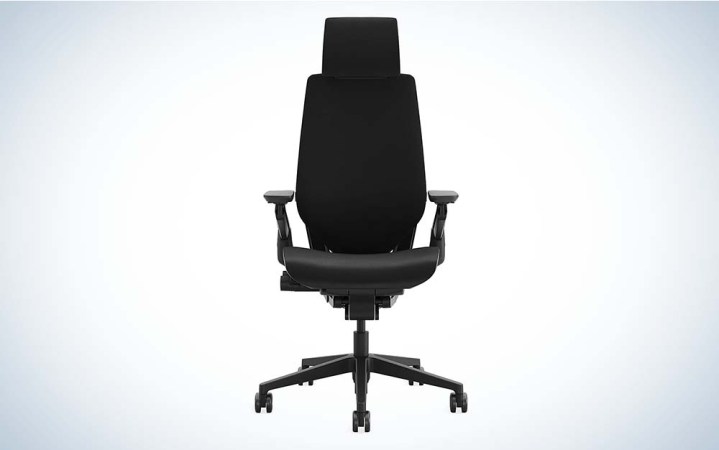  The black Steelcase Gesture office chair against a plain background.