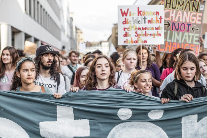 Young women at a climate protest