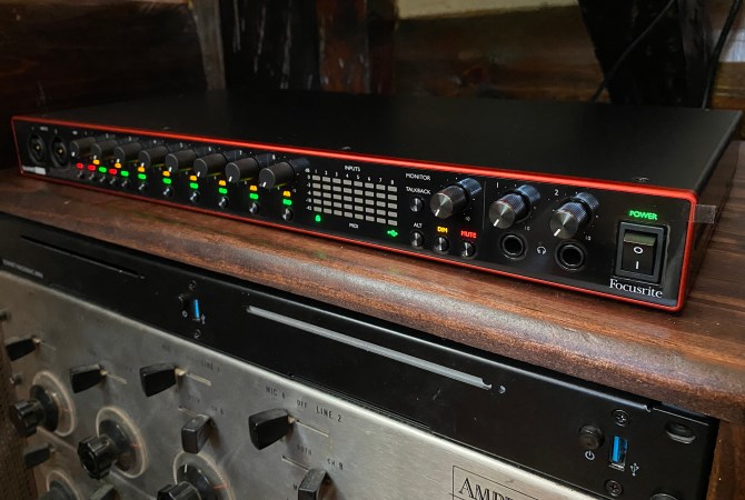 The Focusrite Scarlett 18i20 audio interfacr