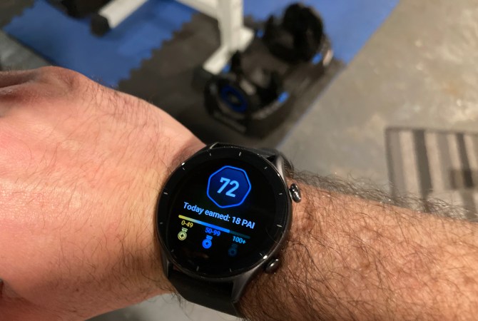  Man wearing Amazfit GTR 3 smartwatch