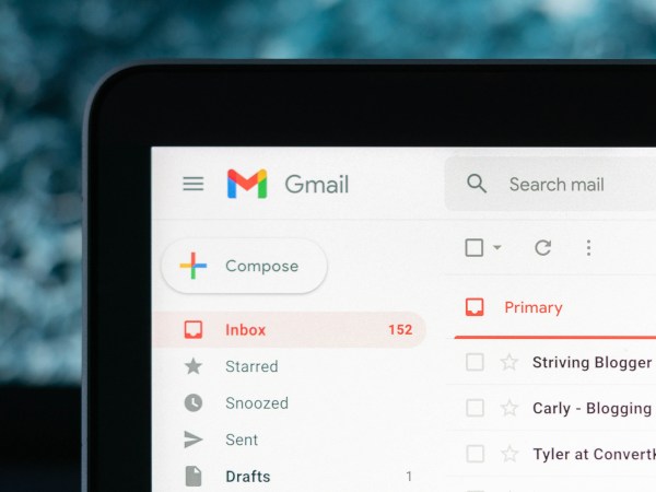 laptop screen showing gmail
