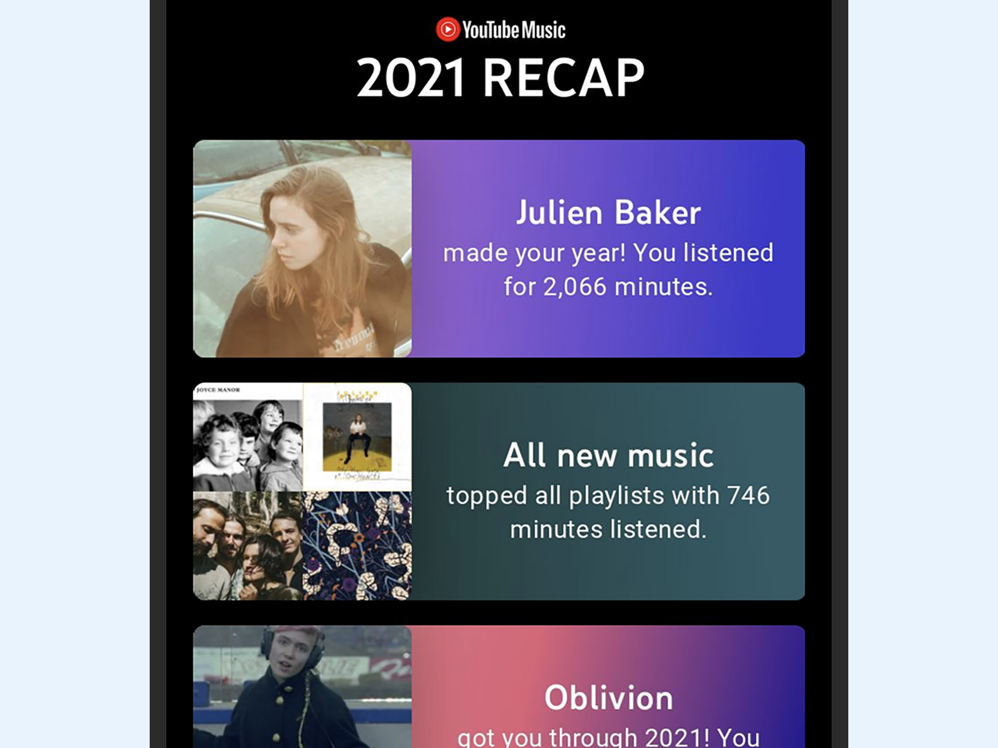 YouTube Music's 2021 Recap