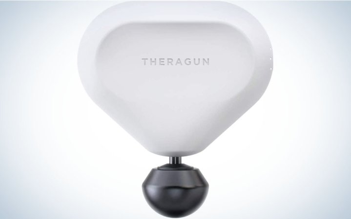  White Theragun Mini on a white background.