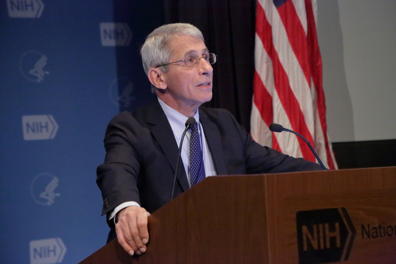 Dr. Anthony Fauci from the NIAID giving a speech.