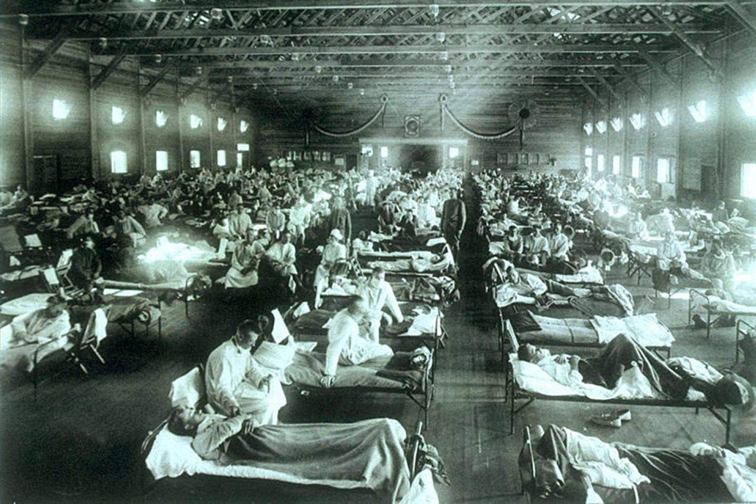 The Spanish Flu influenza pandemic in 1918 filled hospitals.