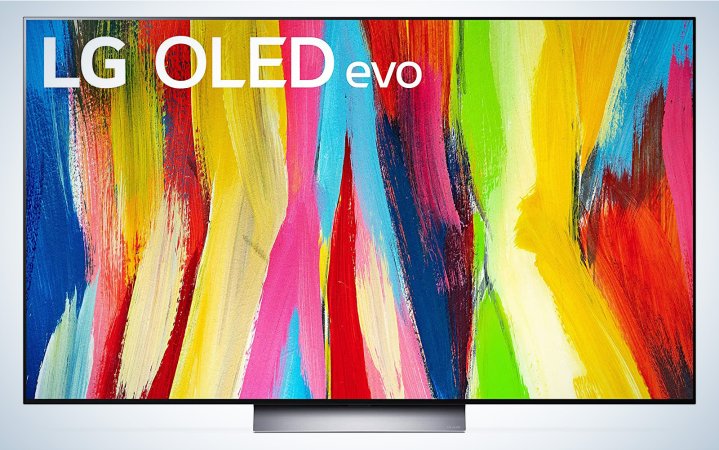  LG C2 OLED TV with a colorful graphic on the screen