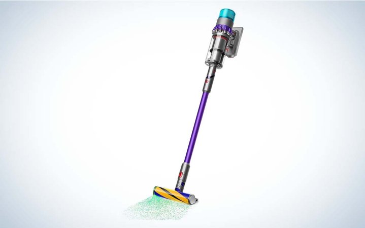  A gray stick Dyson Gen5detect Cordless Vacuum Cleaner against a plain background.