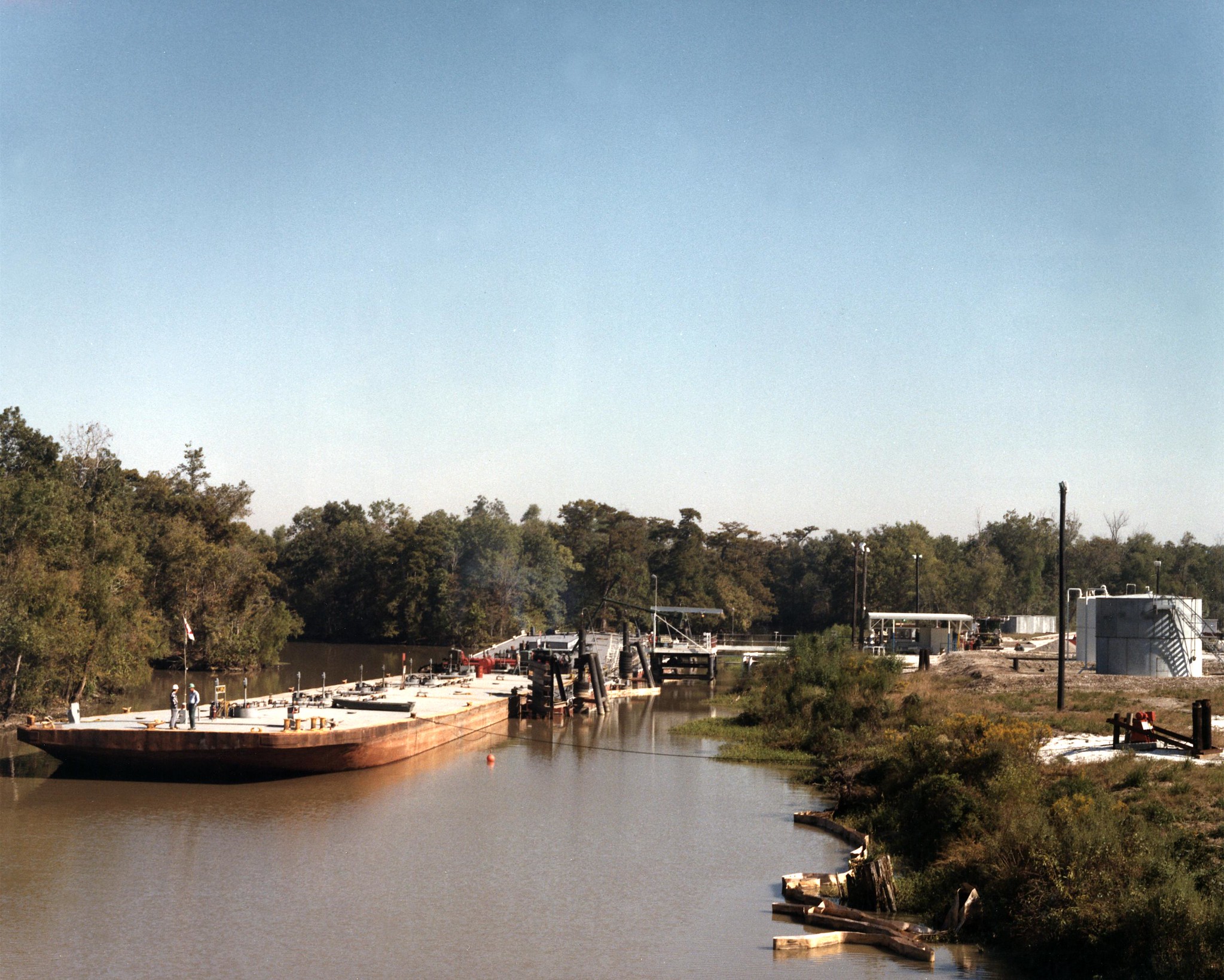 A barge near an oil terminal