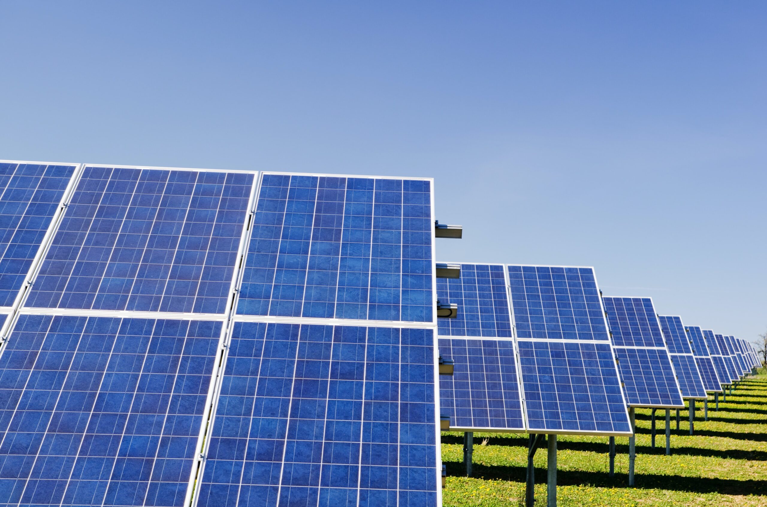 Solar panels on field.