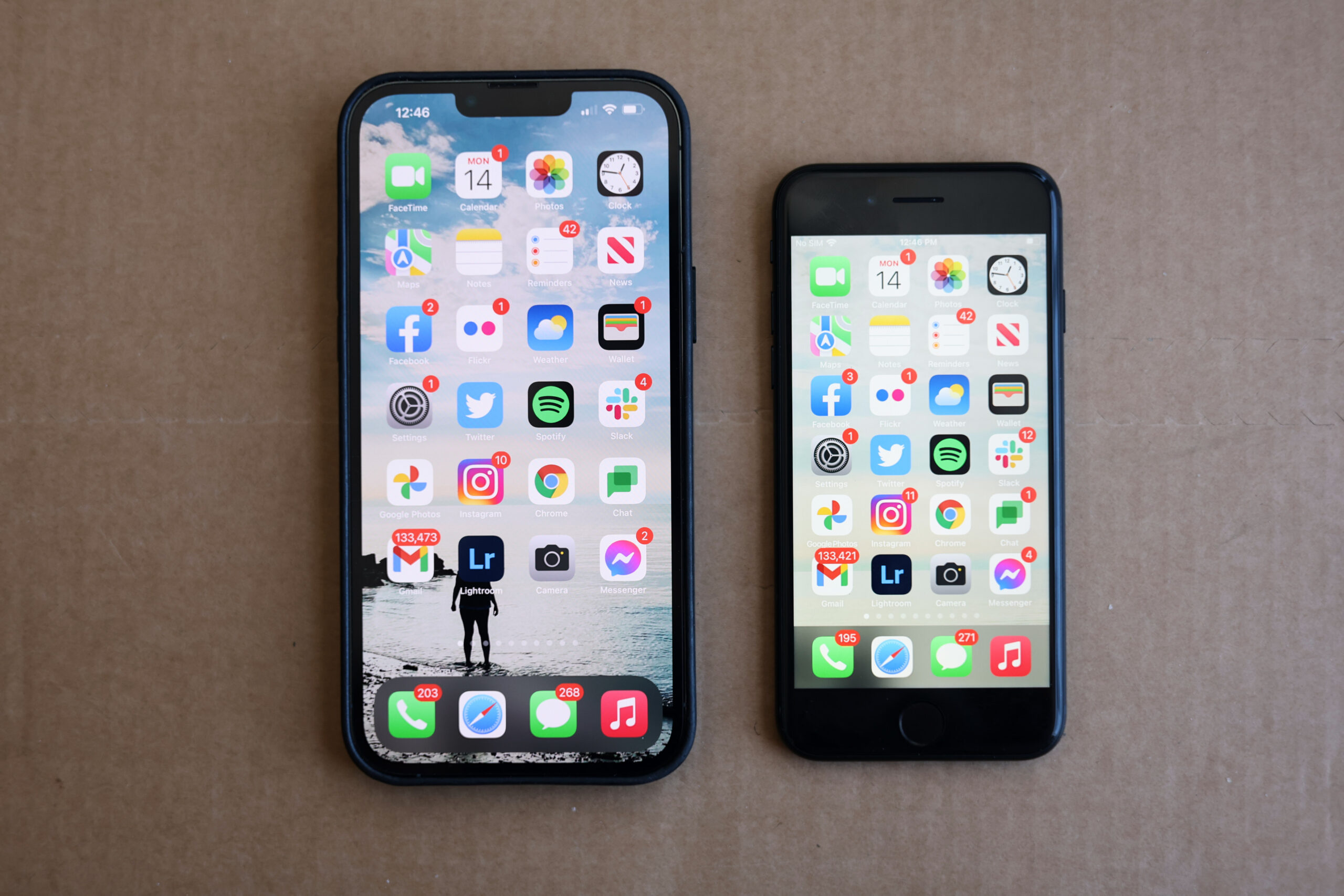 iPhone 13 Pro Max next to the iPhone SE