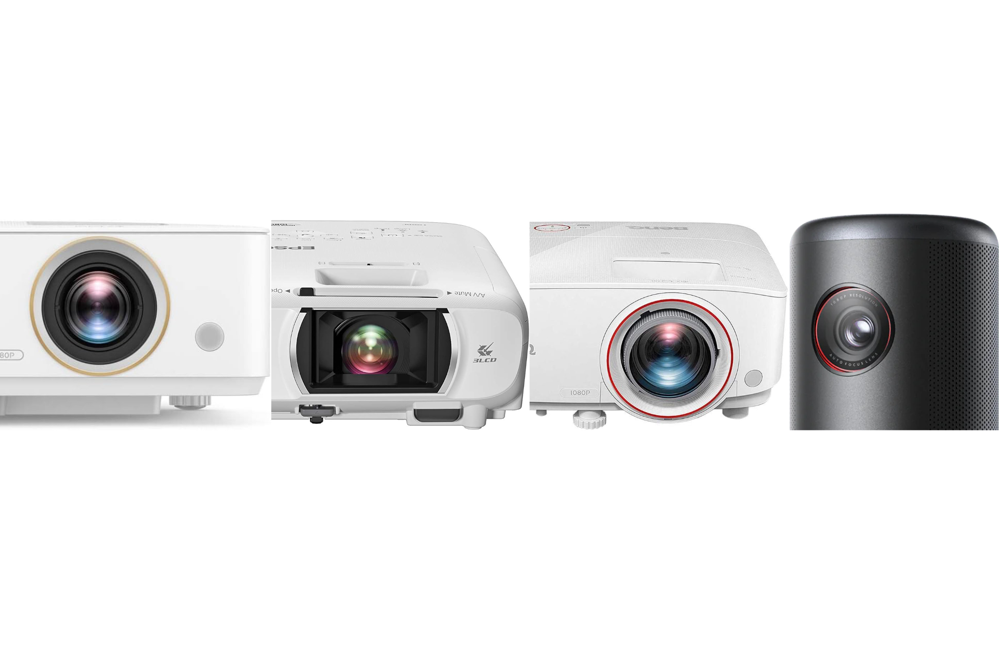 The best cheap projectors of 2024 on a plain white background.