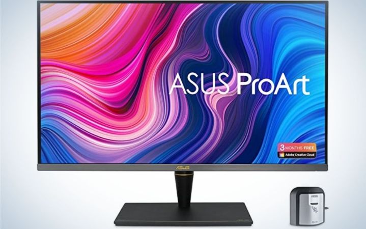  The Asus Pro Art monitor with its color management tool on a plain background.