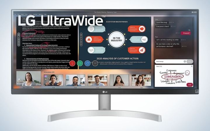  LG 29WN600-W 29" is the best ultrawide monitor for eye strain.