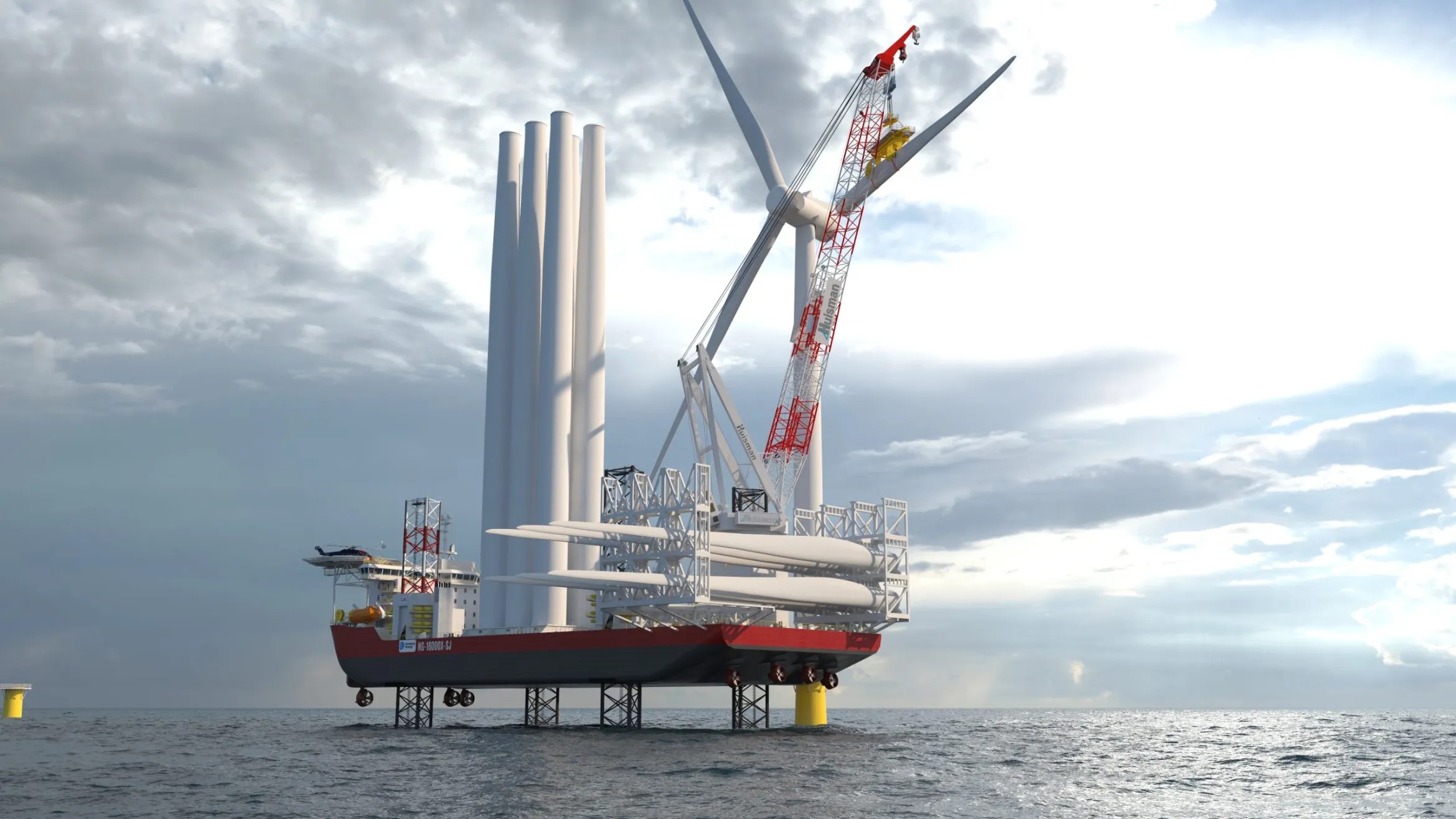 Wind turbine installation vessel rendition by Dominion Energy, which owns Charybids