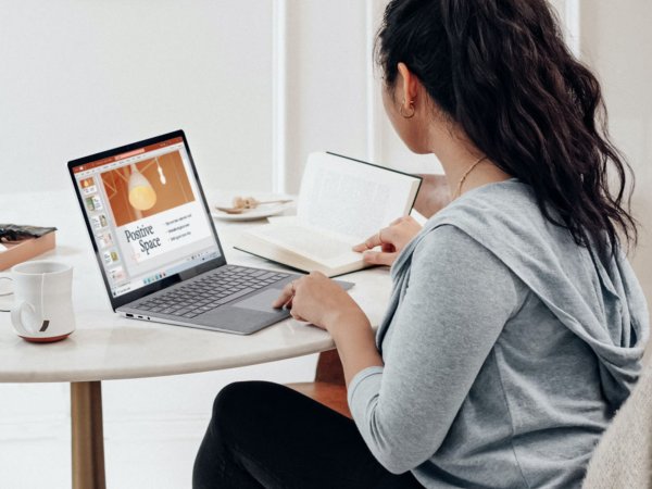 woman using a laptop