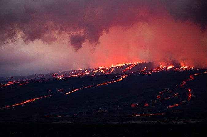 Sierra Negra volcano erupting in the Galapagos Islands in 2018