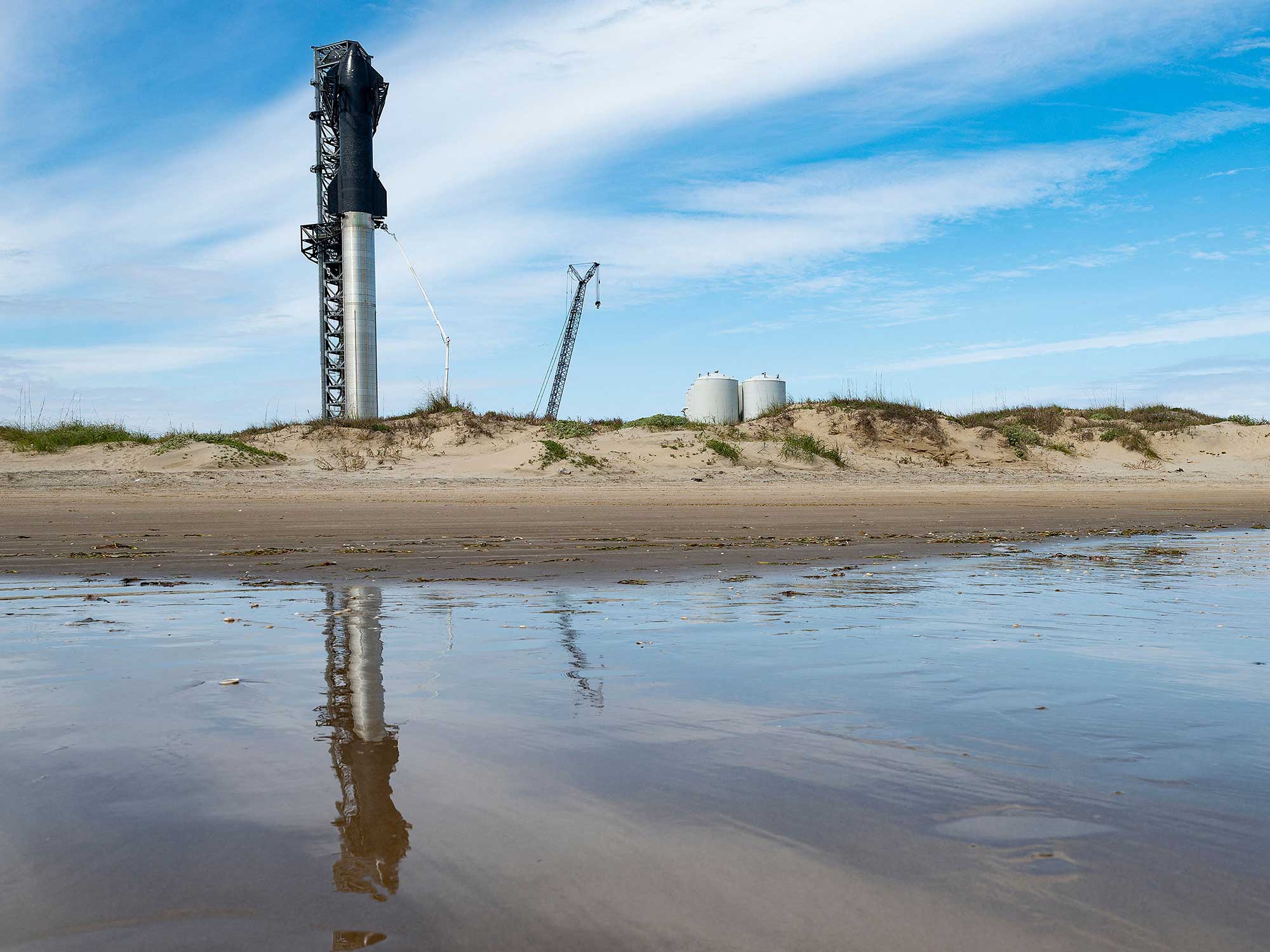 SpaceX rocket launch facility near Boca Chica, Texas.