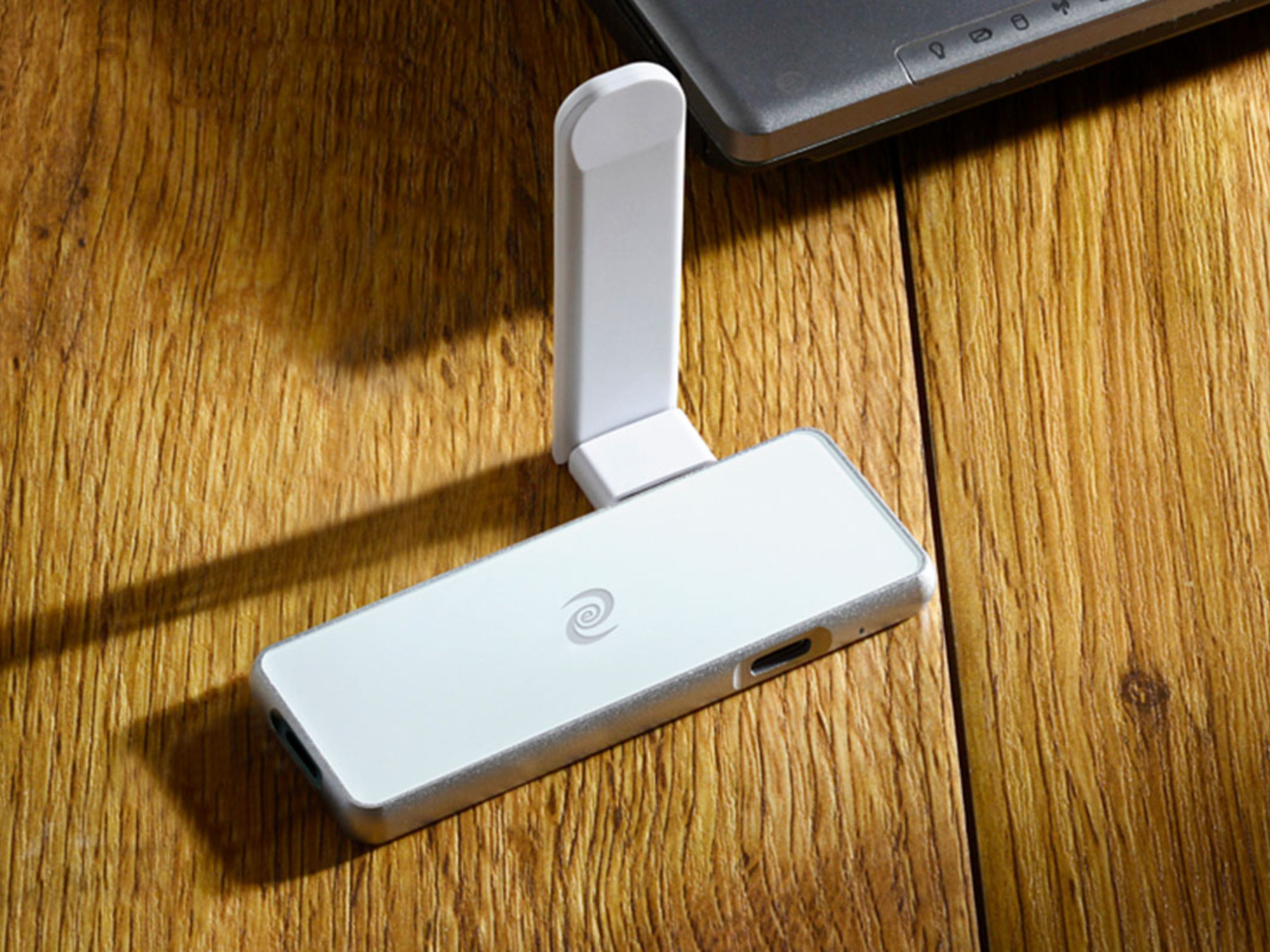 A photo of a travel internet modem.