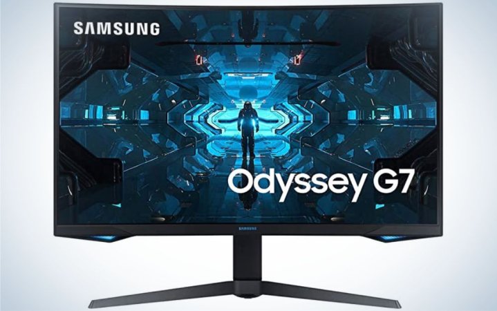  A Samsung Odyssey G7 overall best curved monitor showing bright graphics