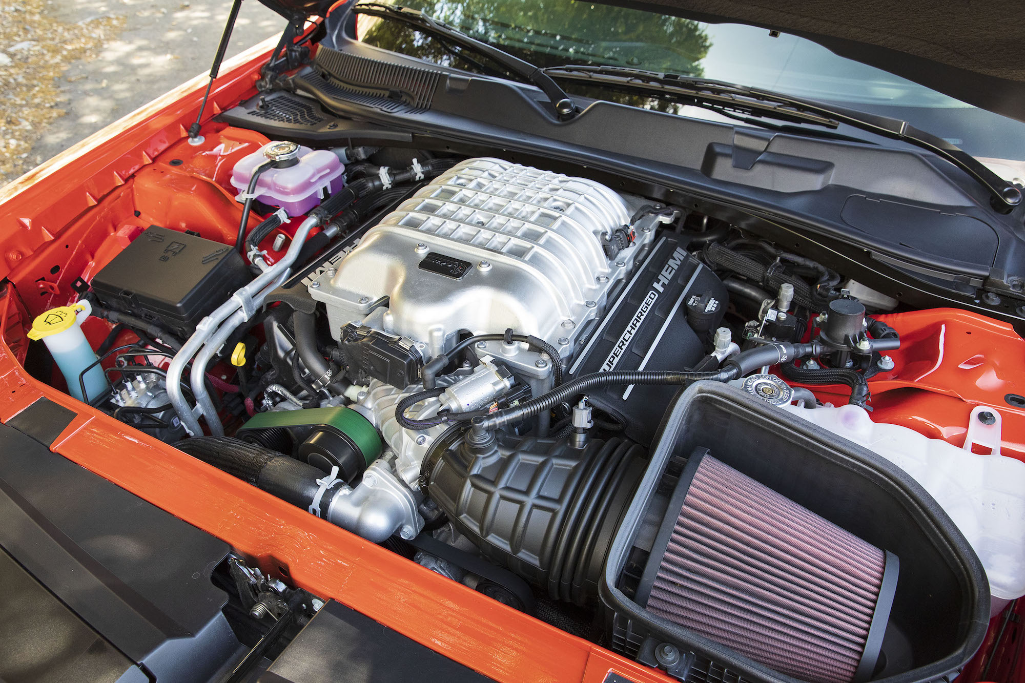 A dodge challenger's engine