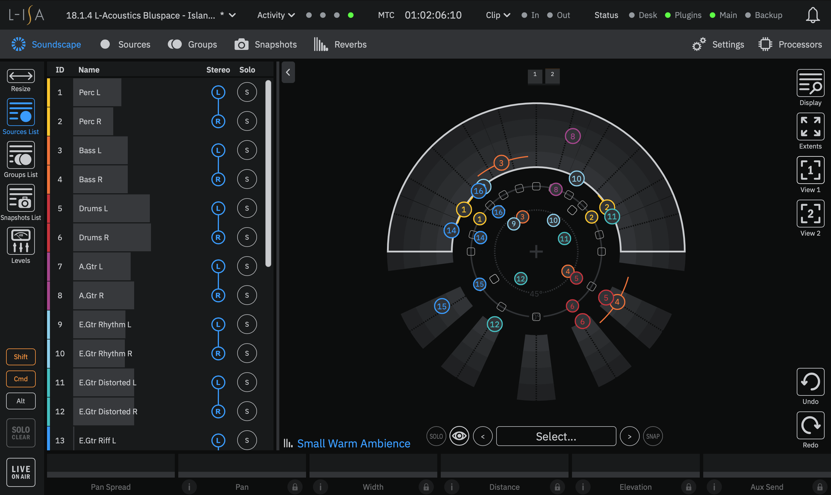 Screenshot of mapping courses in L-ISA Studio