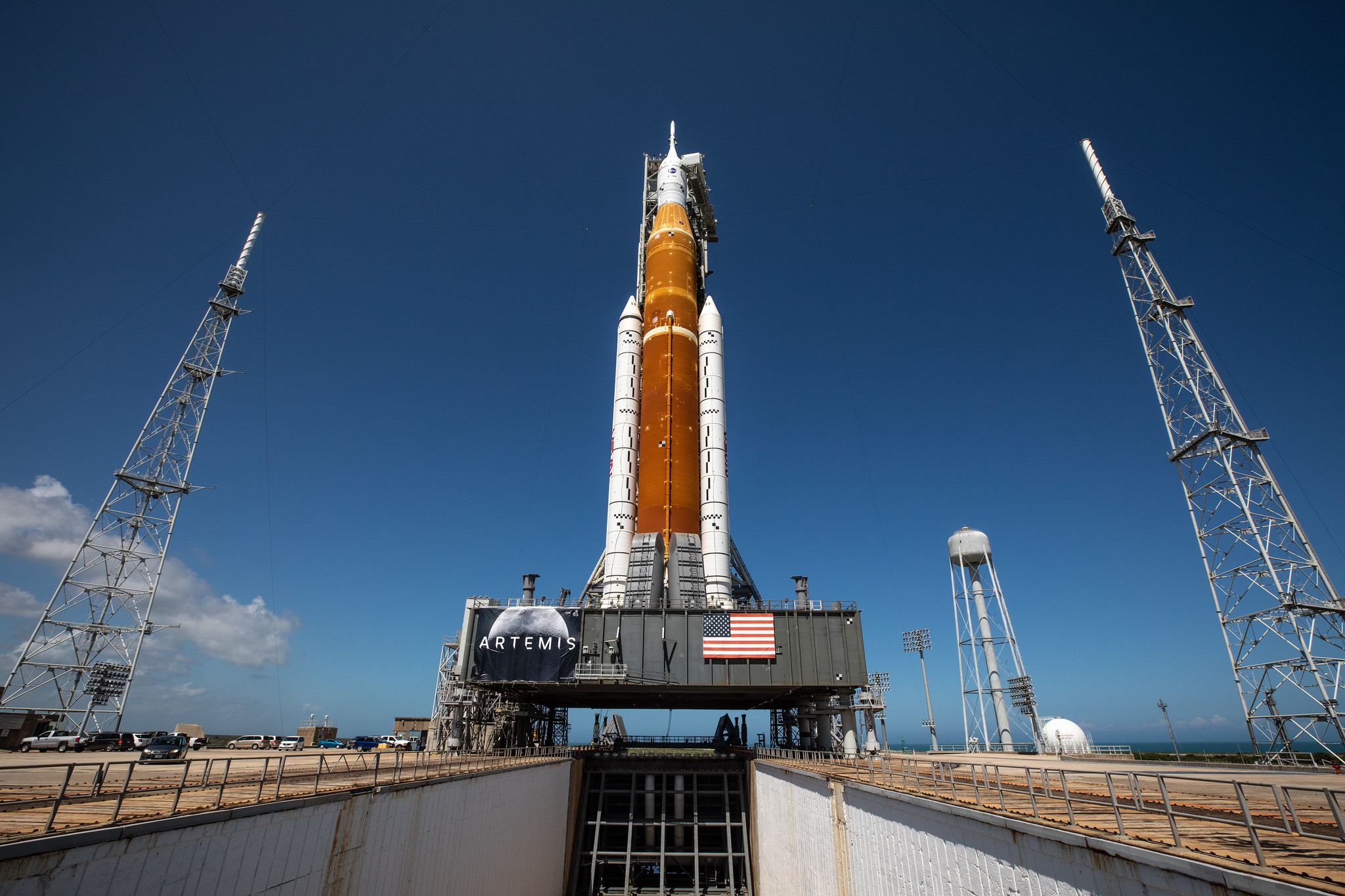 The Artemis SLS rocket at Kennedy Space Center in Florida in early 2022.