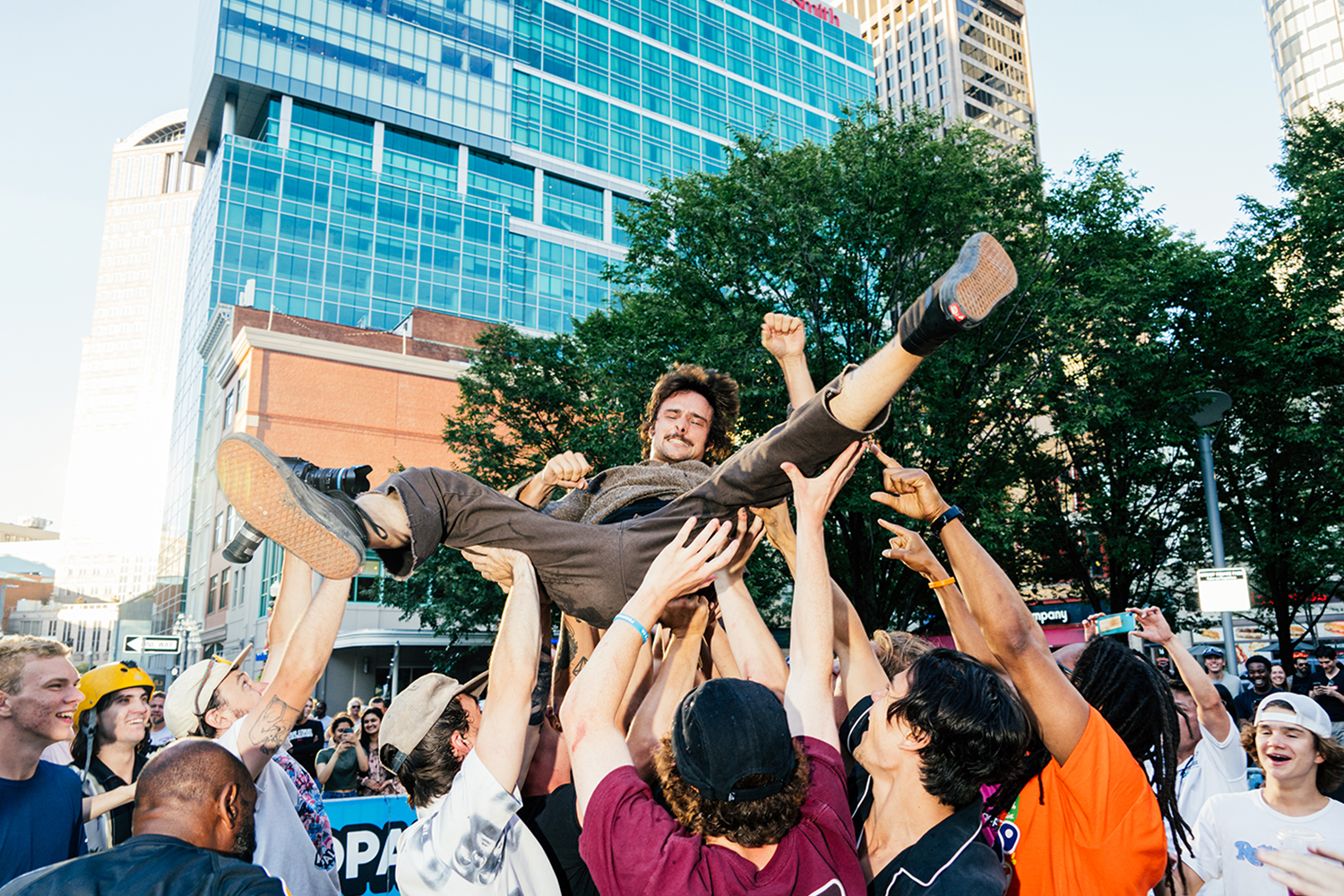 Fans carry Smith in celebration