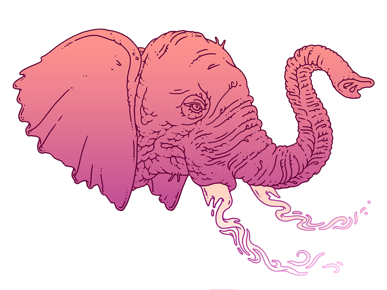 Illustration of elephant with disappearing tusks