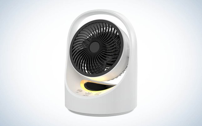 white Kovhzcu Air Circulator Fan over gradient background