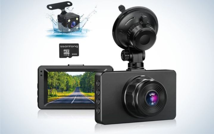  Ssontong Dash Cam is the best 2-channel dash cam under $100.