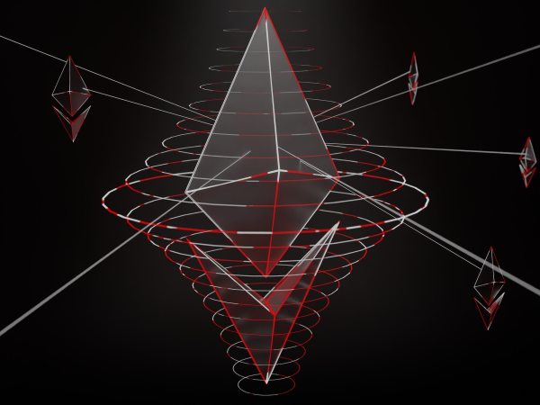 Sketch drawing of web of Ethereum logos