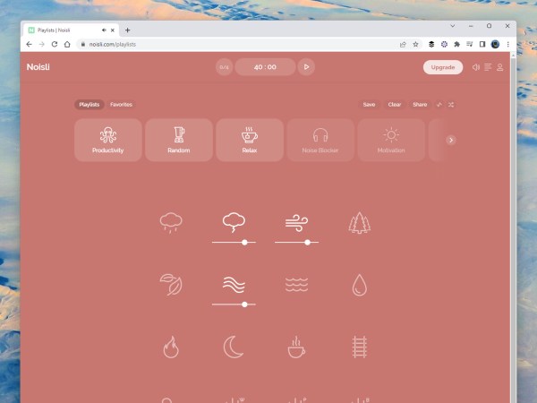 Screenshot of noisli platform