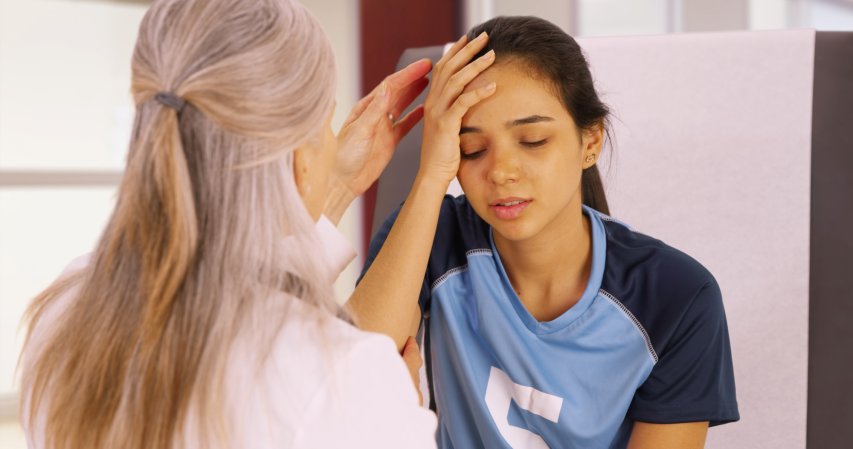 A concussion examination.