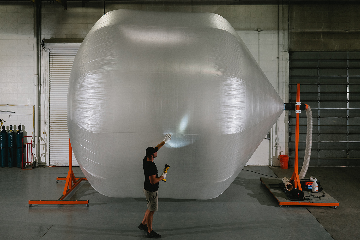 large balloon inspected for holes