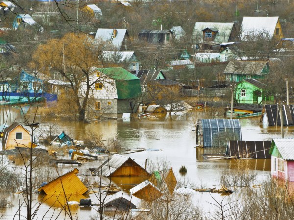 Houses underwater from massive flooding