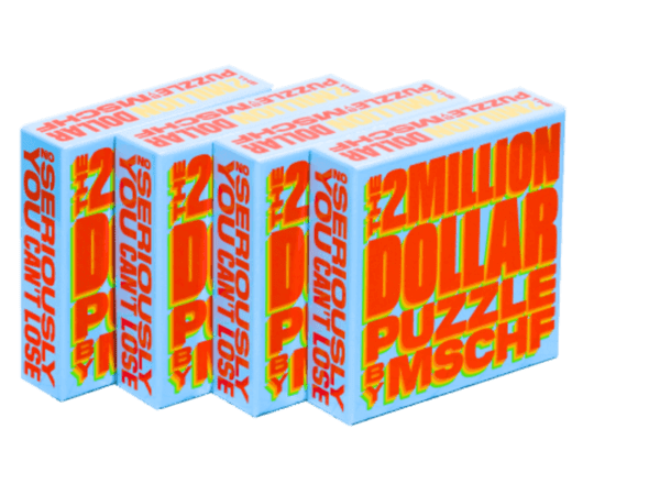 A lineup of 2 million dollar puzzles on a white background