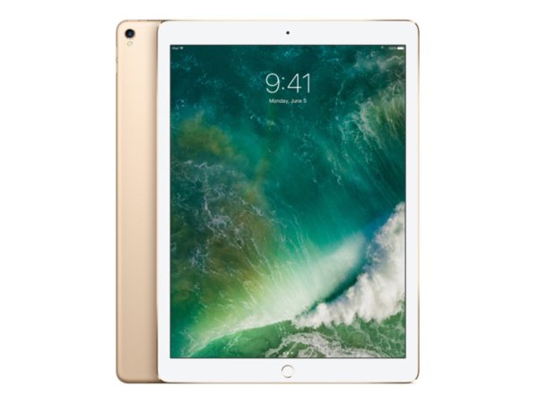 A gold iPad Pro on a white background