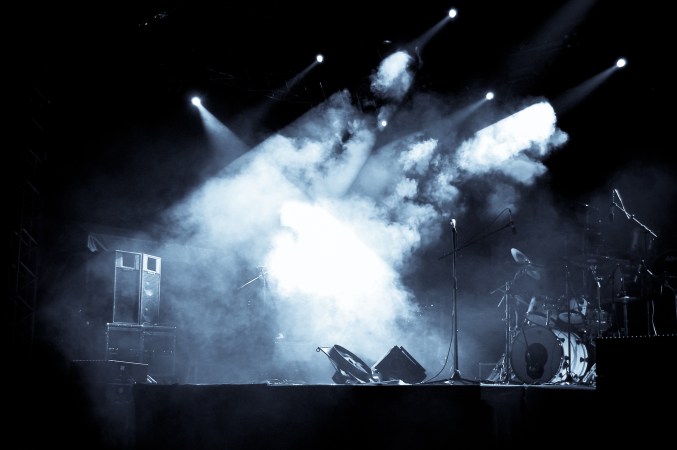 a stage filled with lights and music equipment