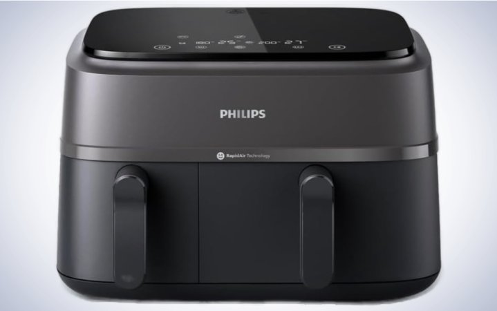  Philips Dual Basket Air Fryer 3000 Series on a plain white background.