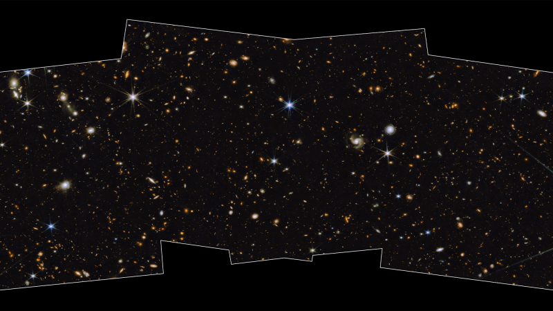 Thousands of galaxies over an enormous range in distance and time are seen in exquisite detail, many for the first time