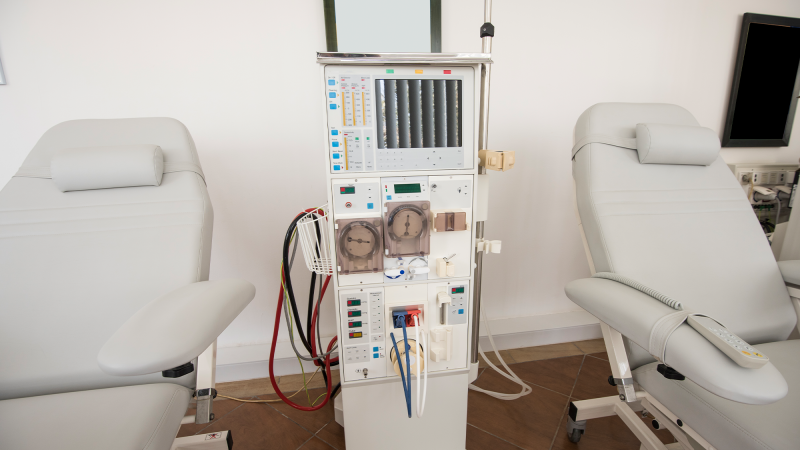 Two dialysis machine set-ups in a medical center.