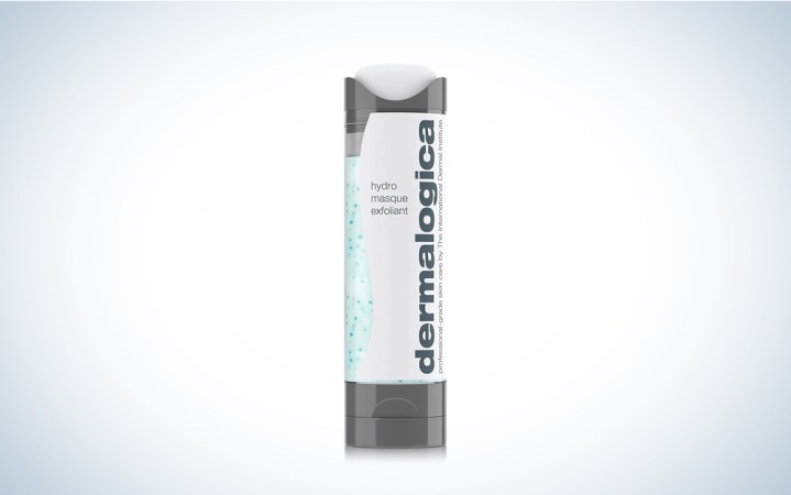  A Dermalogica face mask on a blue and white background.