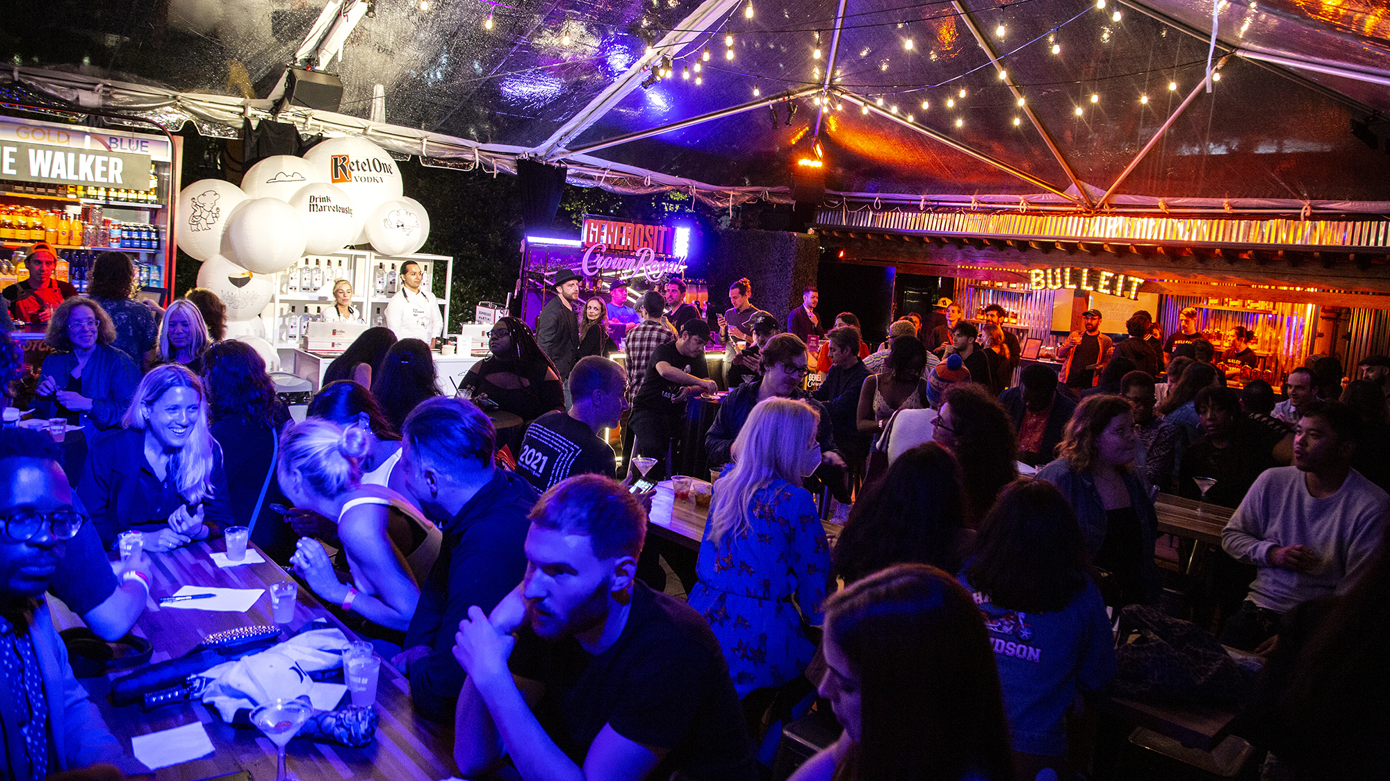 Guests at Filmmaker's Trivia Night during the 2021 Tribeca Festival at Battery Park on June 14, 2021 in New York City.