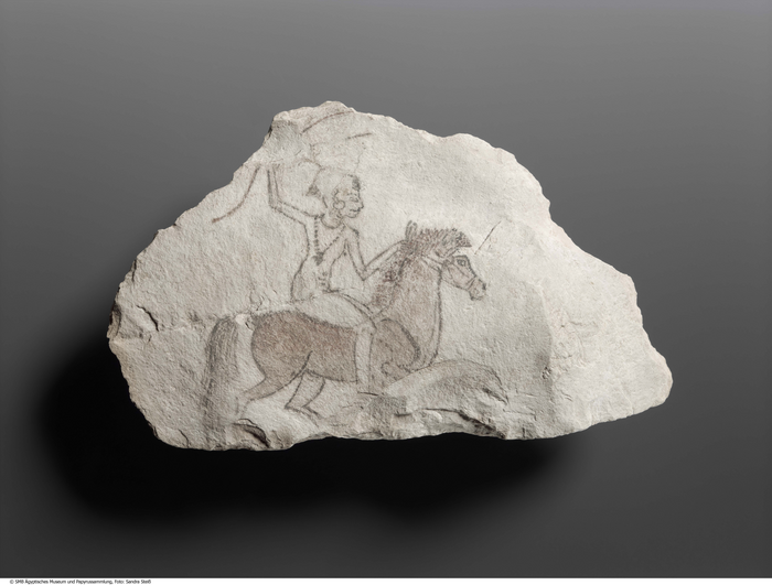 An Egyptian graffito of goddess Astarte on horseback from the Nineteenth Dynasty of Egypt.