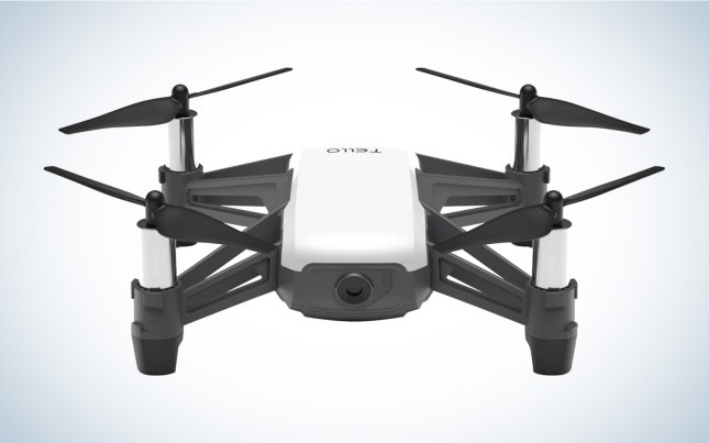 The Tello FPV drone facing forward on a plain background