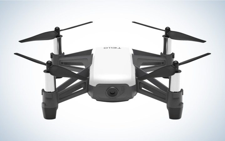  The Tello FPV drone facing forward on a plain background