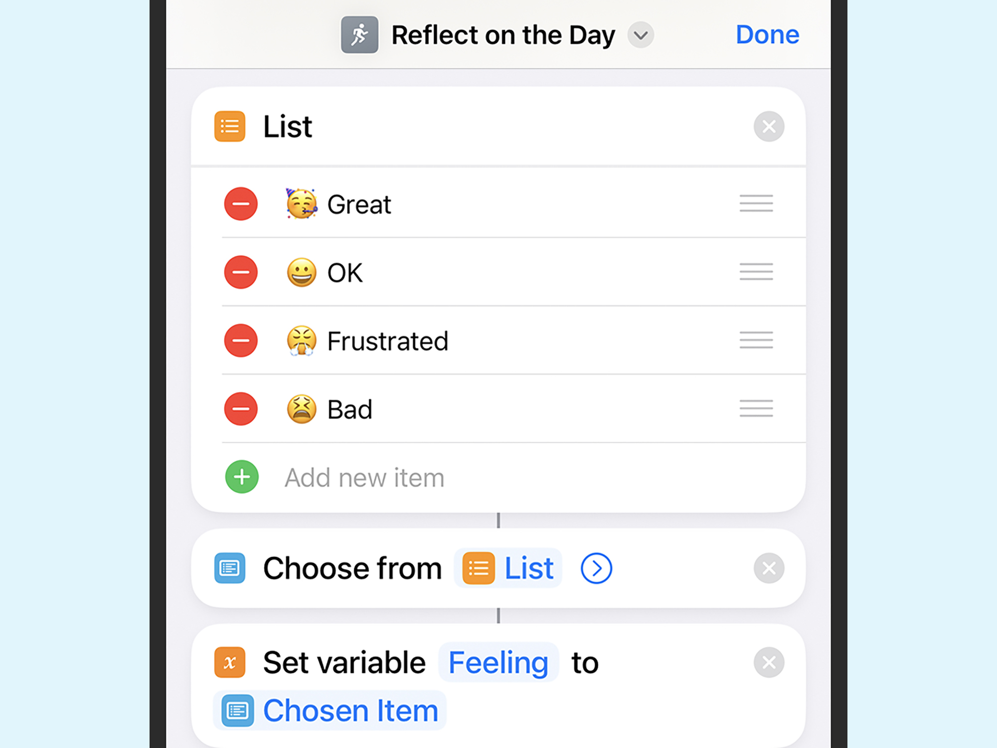 The iOS shortcut that lets you reflect on your day.